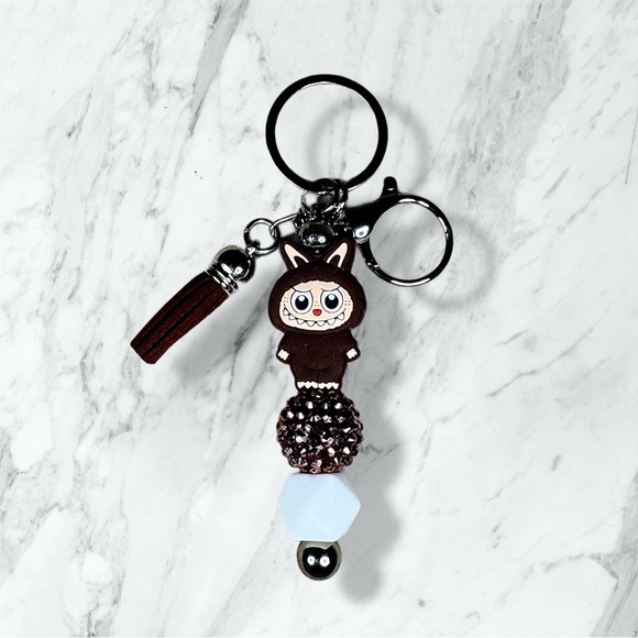 Handmade Accessories - Labubu Brown The Monsters Beaded Keychain